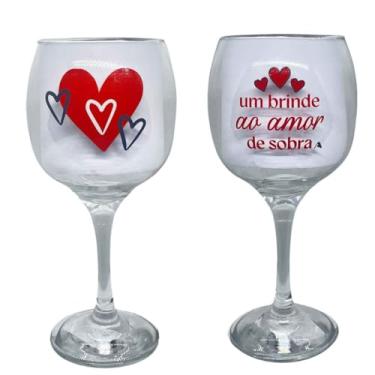 Imagem de Taça Grande Romântica Em Vidro 615mL Para Vinho, Gin Tônica, Drinks - Unidade - Frases A Escolher (Amor De Sobra)