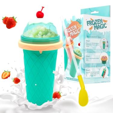 Imagem de Slushie Cup, Smoothie Cups with Lids & Straws, Slushy Cup for Juices, Milk and Ice Cream Make, Portable Frozen Magic Slushie Cup Maker for Kids, Friends and Family (Green)