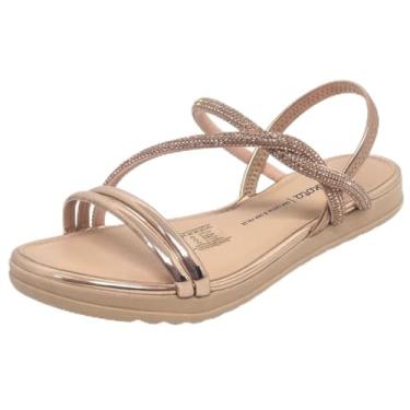 Imagem de Sandália Flatform Tiras Finas Strass Metalizada Dakota