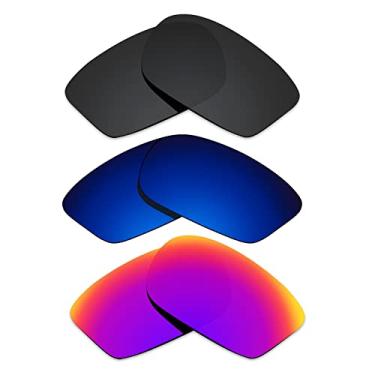 Imagem de Alphax 3 pares de lentes polarizadas de substituição para óculos de sol Oakley Chainlink OO9247 - preto + água profunda + sol meia-noite