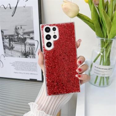 Imagem de Para Samsung Galaxy S23 Ultra S22 Plus S21 S20 FE S7 S8 Edge S9 S10 Note 20 Capa de silicone com glitter macio capa brilhante, vermelha, para Samsung S21 Plus