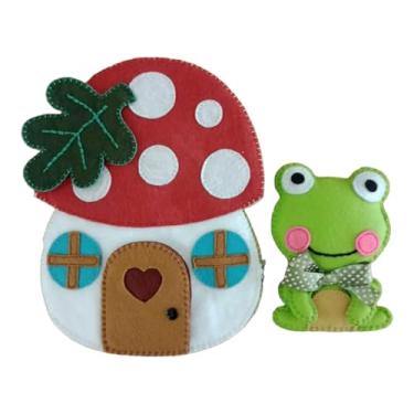 Imagem de Sapinho Com Casinha Cogumelo de Feltro Para Brincar, 19 cm
