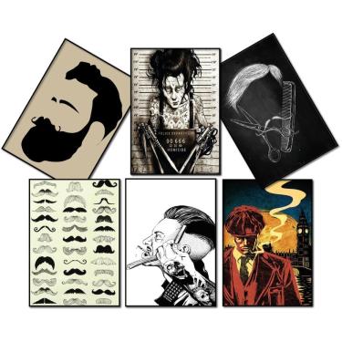 Imagem de Kit 6 Placas Decorativas Mdf 21X29,7Cm Barbearia 04