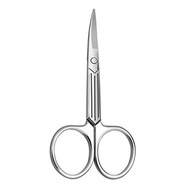 Imagem de Tesoura de corte de cabelo facial pequena tesoura de aparar aço inoxidável ponta romba tesoura de cabelo do nariz para homens mulheres sobrancelha cabelo do nariz bigode barba cílios kit de