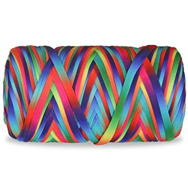 Imagem de Fio de camiseta 160 jardas tecido de fio de tricô tecido de crochê colorido para iniciantes em crochê bolsa de artesanato de mão projetos de almofada