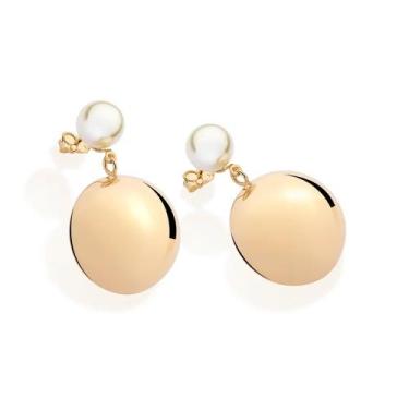 Imagem de Brincos rommanel banhado ouro 3x 24k 18k e 22k feminino grande maxi pe