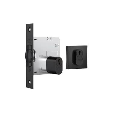 Imagem de Fechadura rolete pivotante stam 1005 preta preto quadrada black 45 mm