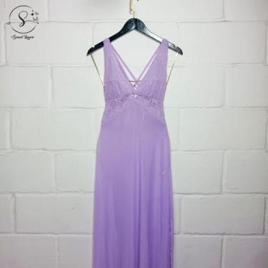 Imagem de Camisola de Tule Transparente sem Bojo Sensual Elegante Longa com Rend