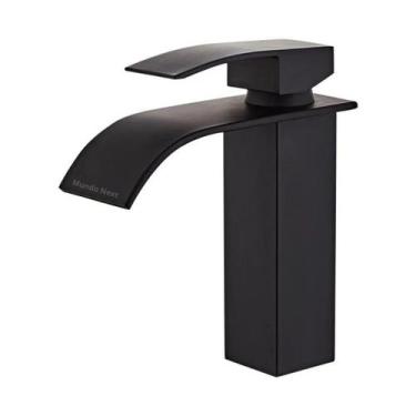 Imagem de Torneira Para Banheiro Cascata Monocomando Luxo Preto E Cromada - Mund