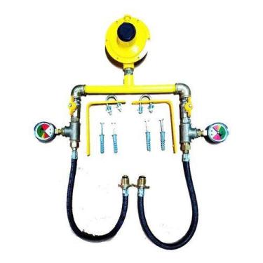 Imagem de Kit Cavalete 1/2 C/ 2 Manômetro P/instação 2 Botijão P45 Glp - Guiga G