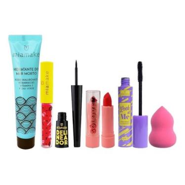 Imagem de Kit De Maquiagem Completo Batom Lip Tint Rímel Delineador - Nova Aveni