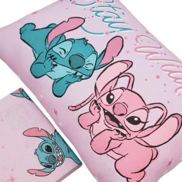 Imagem de Jogo De Lençol Infantil 2 Pçs Lilo Stitch Rosa Angel Disney - Shopview