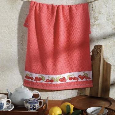 Imagem de Pano de Copa Dohler Felpudo Jacquard Vida Cereja FJ-7051, Coral 11565,