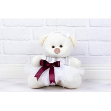 Imagem de Urso de Pelúcia Tedde 12 cm, Daminha Cetim Branco (PELUCIA PALHA - DETALHE - MARSALA)