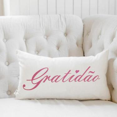 Imagem de Almofada Algodão Retangular Serigrafada 30x50cm Gratidão Rosa - FASTLA
