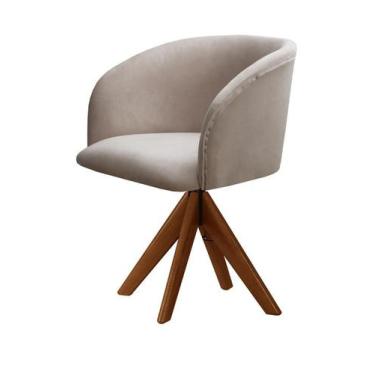 Imagem de Poltrona Decorativa Atenas Cadeira Giratória Pé Madeira - Bella Decor,