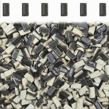 Imagem de Azulejos de mosaico pretos para artesanato, azulejos de mosaico retangulares coloridos peças de cerâmica de mosaico manchado para artesanato para suprimentos de fabricação de mosaicos - 100 peças