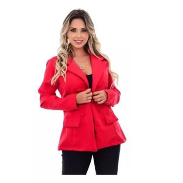 Imagem de Blazer Luxo Botões Forrados Moda Feminina R068 - stylestore, Vermelho,