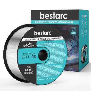 Imagem de bestarc Fio de solda de núcleo de fluxo, fio MIG sem gás E71T-GS de 0,05 cm, fio de soldagem MIG de aço suave com baixo respingo, carretel de 900 g