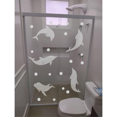 Imagem de Adesivo Para Box De Banheiro Golfinhos Jateados