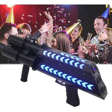 Imagem de Máquina elétrica de canhão de confete, lançador de confete, arma blaster de confete, efeito de palco portátil, máquinas de efeito de máquina de LED, soprador de confete para Halloween, Natal