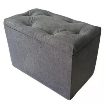 Imagem de Puff Bau Organizador Porta Objetos Cinza Suede - lsnmix