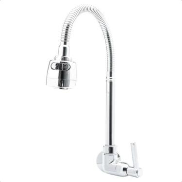 Imagem de Torneira Gourmet Cozinha Parede Abs Bica Flexível Móvel Pia Registro -