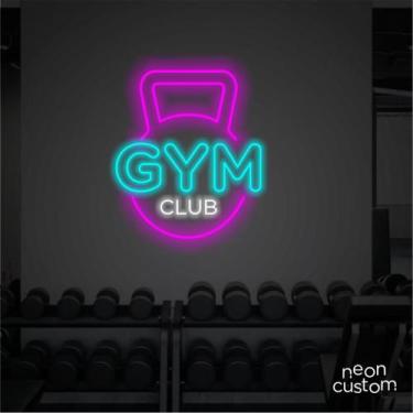 Imagem de painel letreiro led Neon Gym Club decoracao festa bar - Neon Custom, M