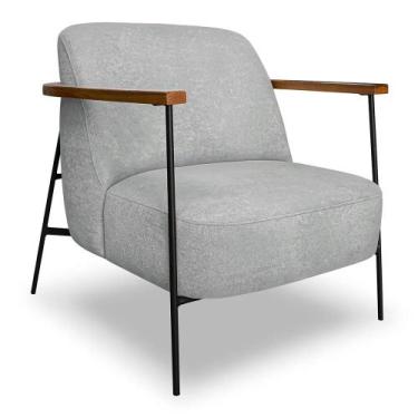 Imagem de Poltrona Decorativa Eros Linho Bouclê com Base de Ferro Preto - SSX Mu