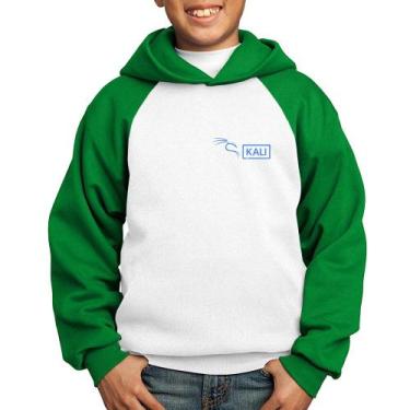 Imagem de Moletom Infantil Kali Linux - Foca na Moda, Branco, Verde, 12