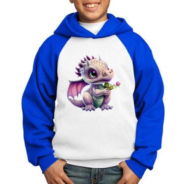 Imagem de Moletom Infantil Dragão Bebê - Foca na Moda, Branco, Azul, 12