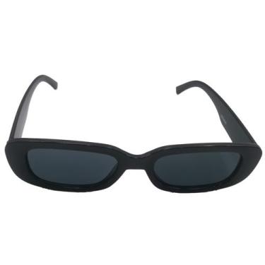 Imagem de Óculos De Sol moda Unissex Vintage Retrô Retangular - Genérica, Preto,