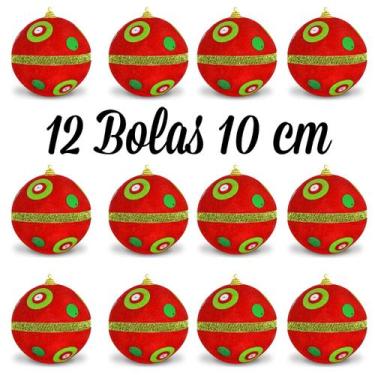 Imagem de 12 Bolas e Pingentes Natal Altíssima Qualidade Ouro Vermelho - Fitas e