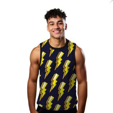 Imagem de Camiseta Algodão Regata Verão Estilo Moda Praia Relâmpago Raio Cartoon