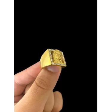 Imagem de Anel Jesus Cristo 3d Cravejado - Banhado a Ouro 18k - ToJoia18k, 60cm,