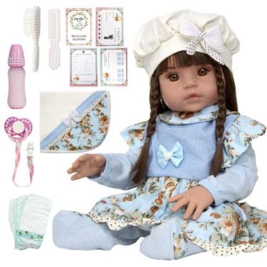 Imagem de Bebe Reborn Siliconado Menina Azul Florida com Acessórios - Cegonha Re