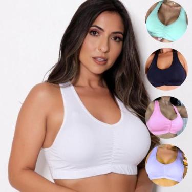 Imagem de Kit 3 Top Fitness Academia Bojo Removível Sustentação Feminino Adulto 