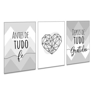 Imagem de Quadros Decorativos Fé e Gratidão Sala Escritório Quarto Moderno Casal