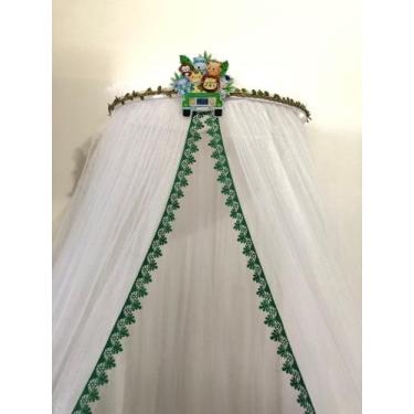 Imagem de Safari Dossel com tule mosquiteiro Renda verde - SONHO DE BERÇO