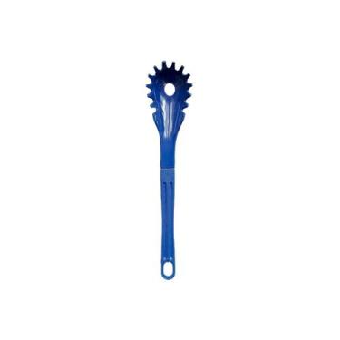 Imagem de Colher Pegador de Macarrão Nylon Talher Utensílio Azul 28cm - Talheres