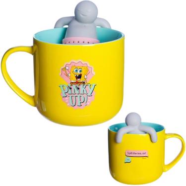 Imagem de Caneca Bob Esponja Com Boneco Infusor Chá Cerâmica 350 ml Oficial Nickelodeon