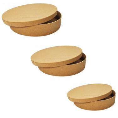 Imagem de Trio de Caixa Redonda Tampa Sapato 24x12/ 30x12/ 37x12 Mdf Madeira - A