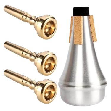 Imagem de Milageto Ferramenta de Silêncio para Trompete, Mini Trompete para Prática de Trompete com Bocal, Mudo Reto para Performance em Palco, Amantes de Música
