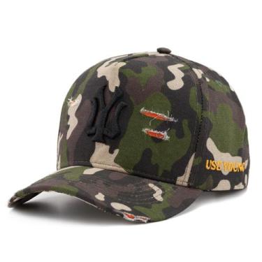 Imagem de Boné Camuflado Estampa Militar Unissex Use Young Detalhes Rasgados, Ca
