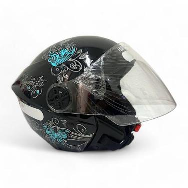 Imagem de Capacete Spark Jet Borboleta 60 Preto Tifany EBF