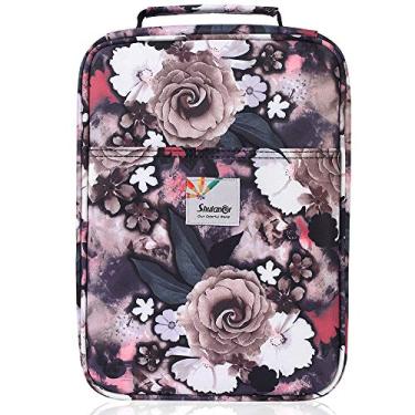 Imagem de Estojo para lápis Shulaner com capacidade para 270 a 274 lápis de cor ou 180 a 184 canetas coloridas de gel com fecho de zíper, organizador de canetas de nylon de grande capacidade para estudantes ou artistas, rosa cinza