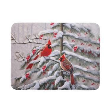 Imagem de Giwawa Tapete de Secagem de Pratos Red Birds Winter Berry Tapetes de Escorredor de Pratos Absorvente Reversível Microfibra Protetor de Bancada de Cozinha Pratos Pad 18X24"