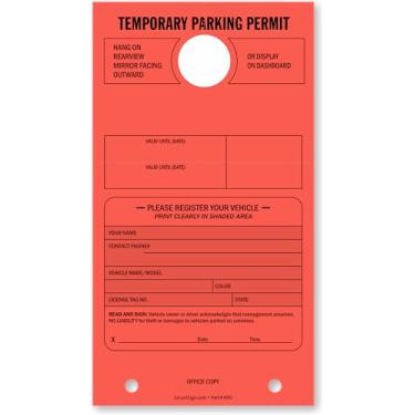 Imagem de SmartSign (Pacote com 500) Etiquetas vermelhas fluorescentes para pendurar no espelho de permissão de estacionamento temporário com ponta de perfuração - 19,7 cm x 10,8 cm, cartolina de 10 pontos,