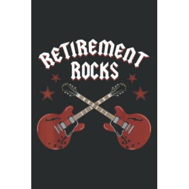 Imagem de Retirement Rocks Electric Guitar Musical String Instrument: Wide Ruled Line Paper, 110 Pages, 6 x 9 Inches, Lined Notebook Journal for Work, School and College Supplies