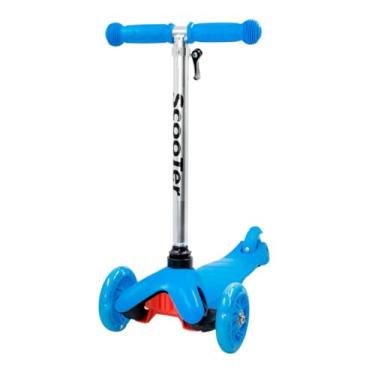 Imagem de Patinete De Criança 3 (Três) Rodas Com Led De Menino Menina Masculino Feminino Infantil Juvenil 6 a 7 8 9 Anos Até 40Kg (Azul)